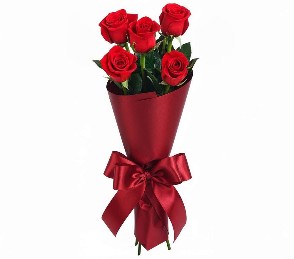 Букет 5 Красных роз Эдлесс Лав в Малышево
