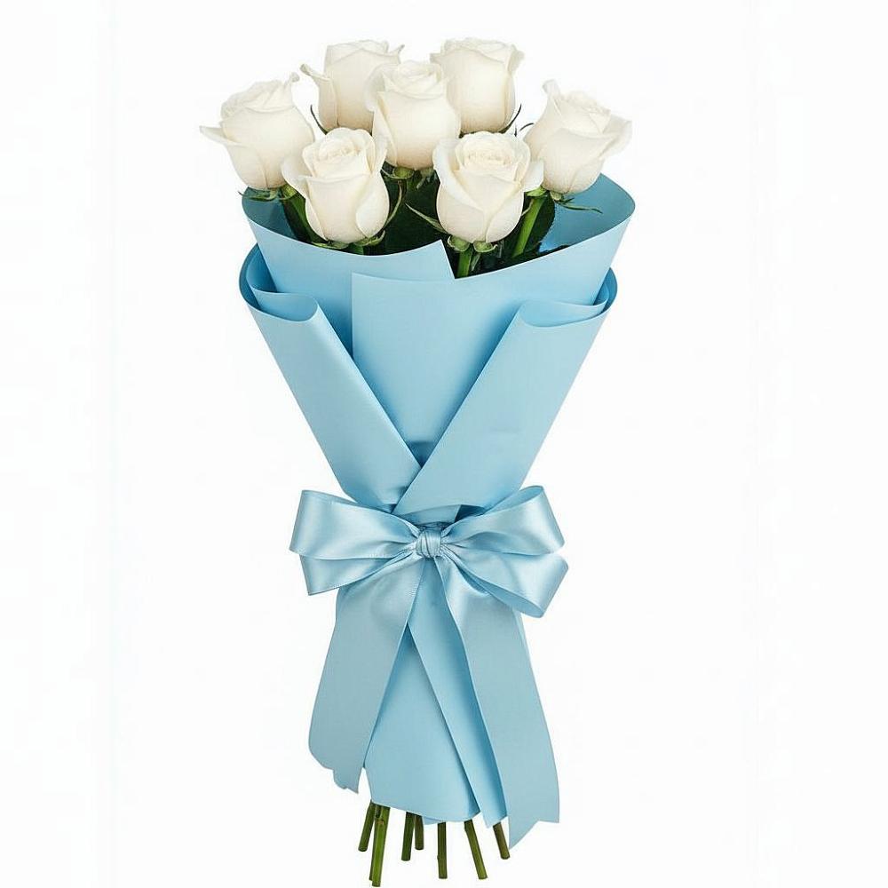 Букет 7 белых роз Проуд в Малышево