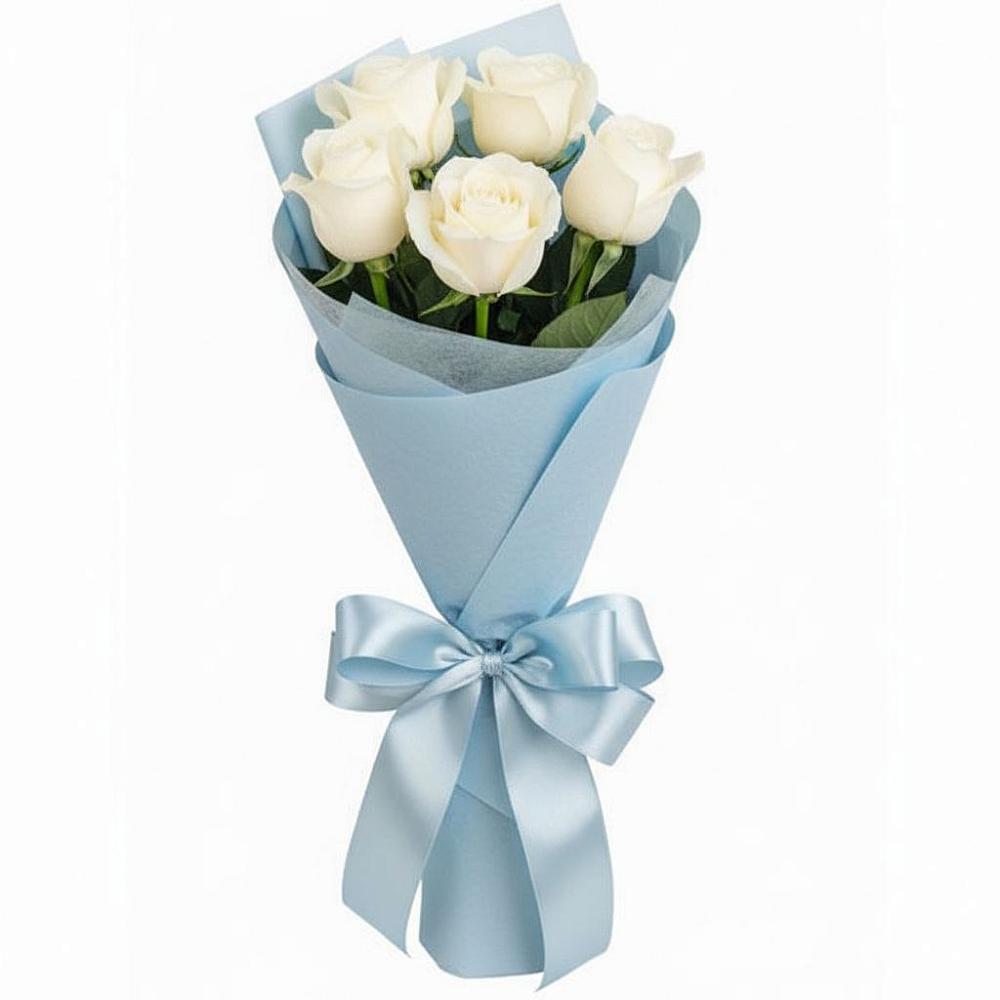 Букет 5 Белых роз Проуд в Малышево