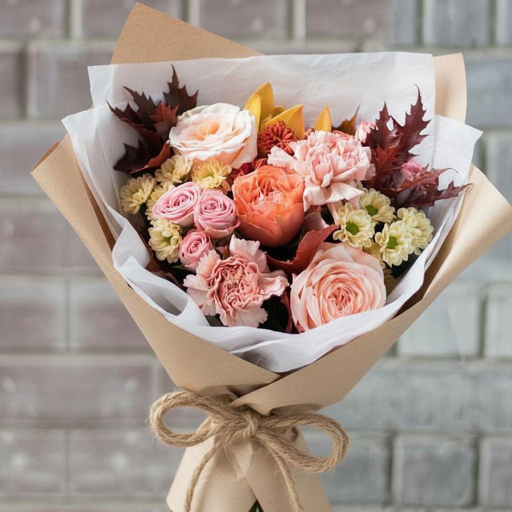 Букет цветов из: Гвоздики, Хризантемы и Розы в Малышево