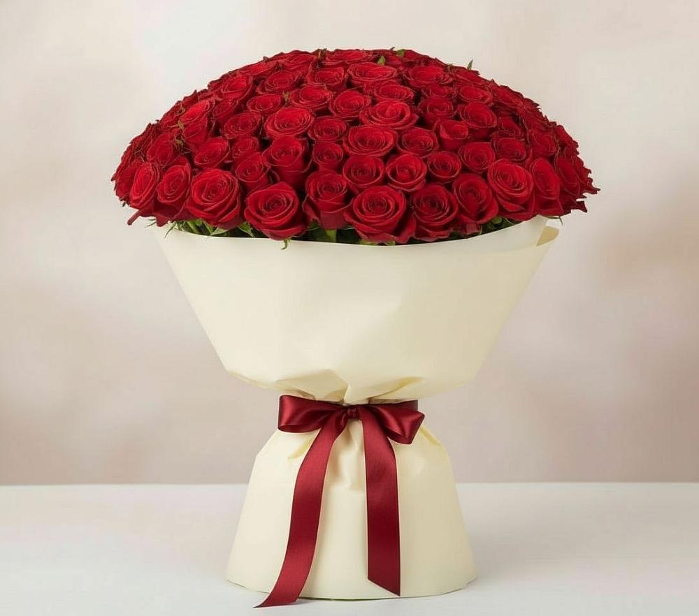 Букет 101 Красная роза Милано в Малышево