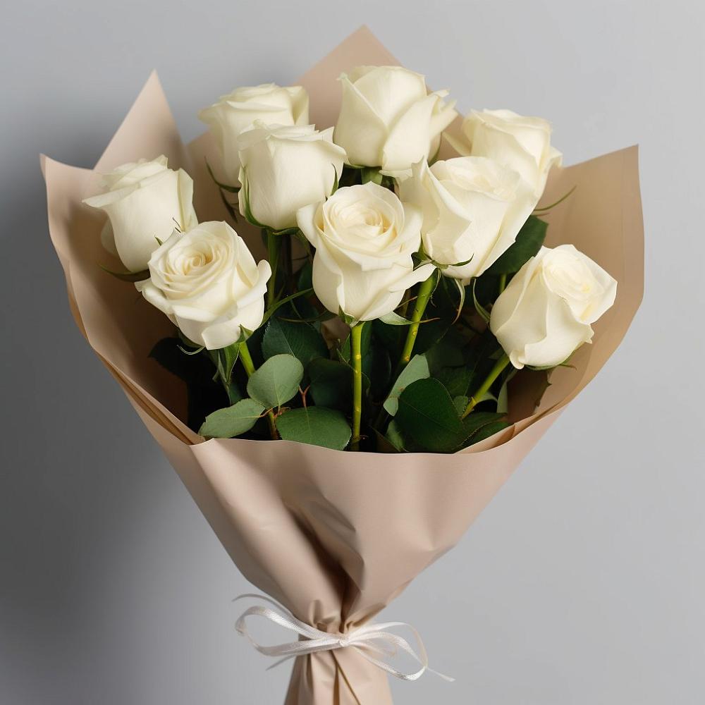 Букет 9 Белых роз Эдлесс Лав в Малышево