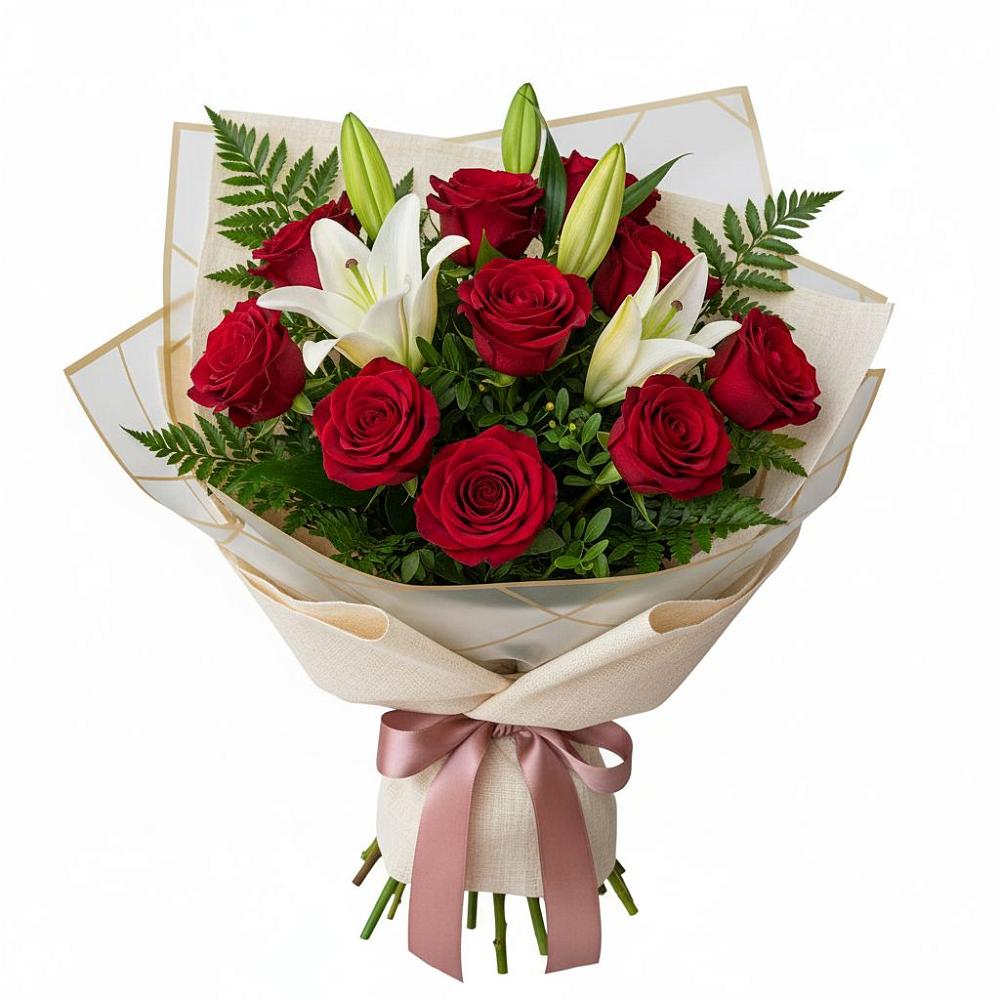 Букет цветов из: Лилии и Розы в Малышево