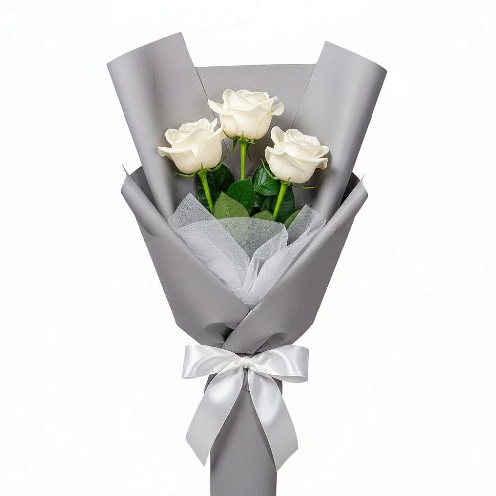 Букет 3 белые розы в Малышево