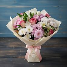 Букет цветов из:  Хризантемы, Альстромерии и Розы в Малышево