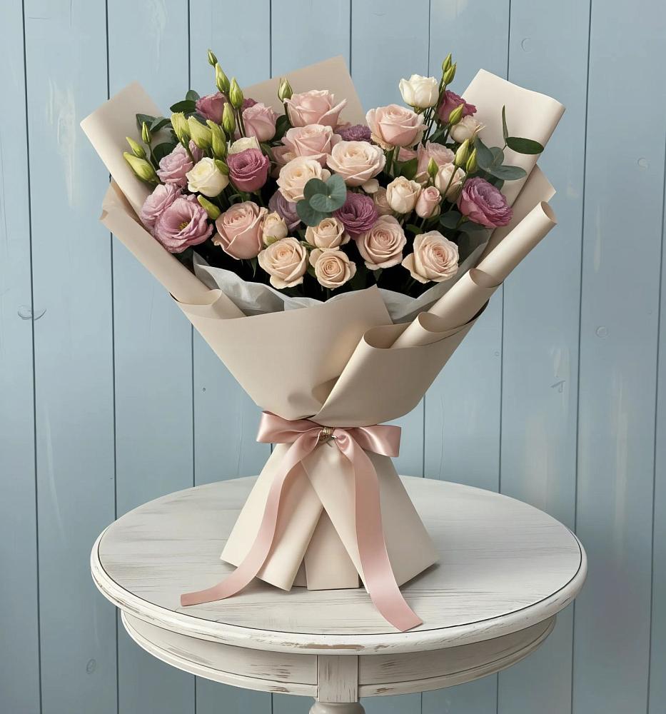 Букет цветов из: Розы и Лизиантусы в Малышево