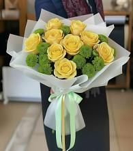 Букет цветов из:  Хризантемы и Розы #REPLACE_PRED# Малышево