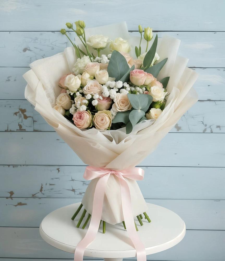 Букет цветов из: Розы и Лизиантусы в Малышево