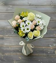 Букет цветов из:  Альстромерии, Розы и Хризантемы в Малышево