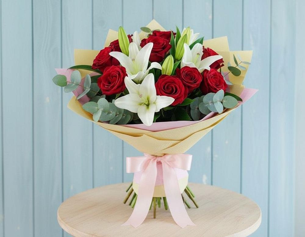 Букет цветов из: Лилии и Розы в Малышево